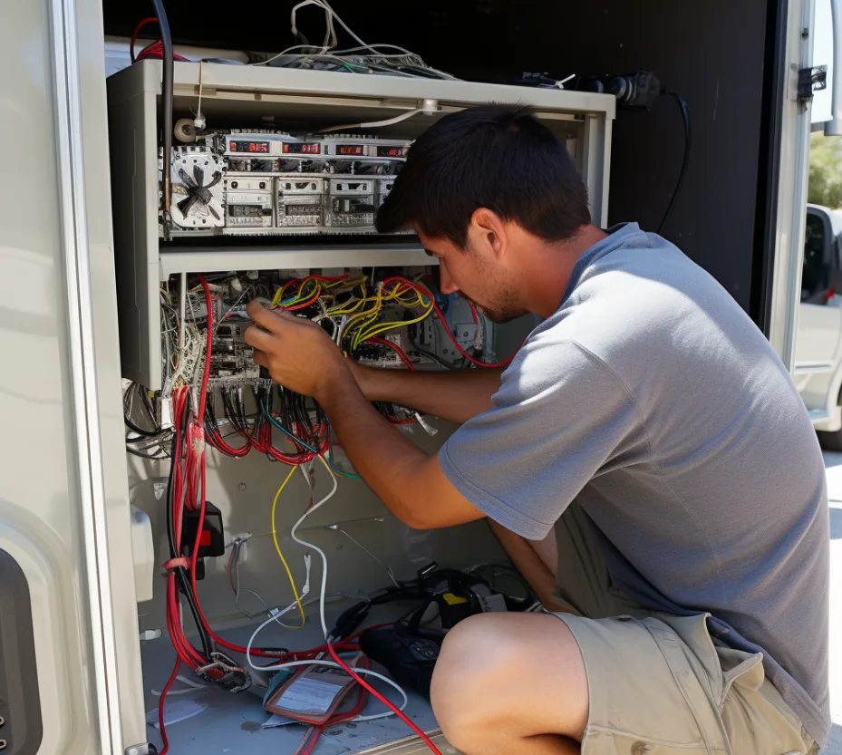 Michael Morris servicing an RV on location in Fellsmere, Florida