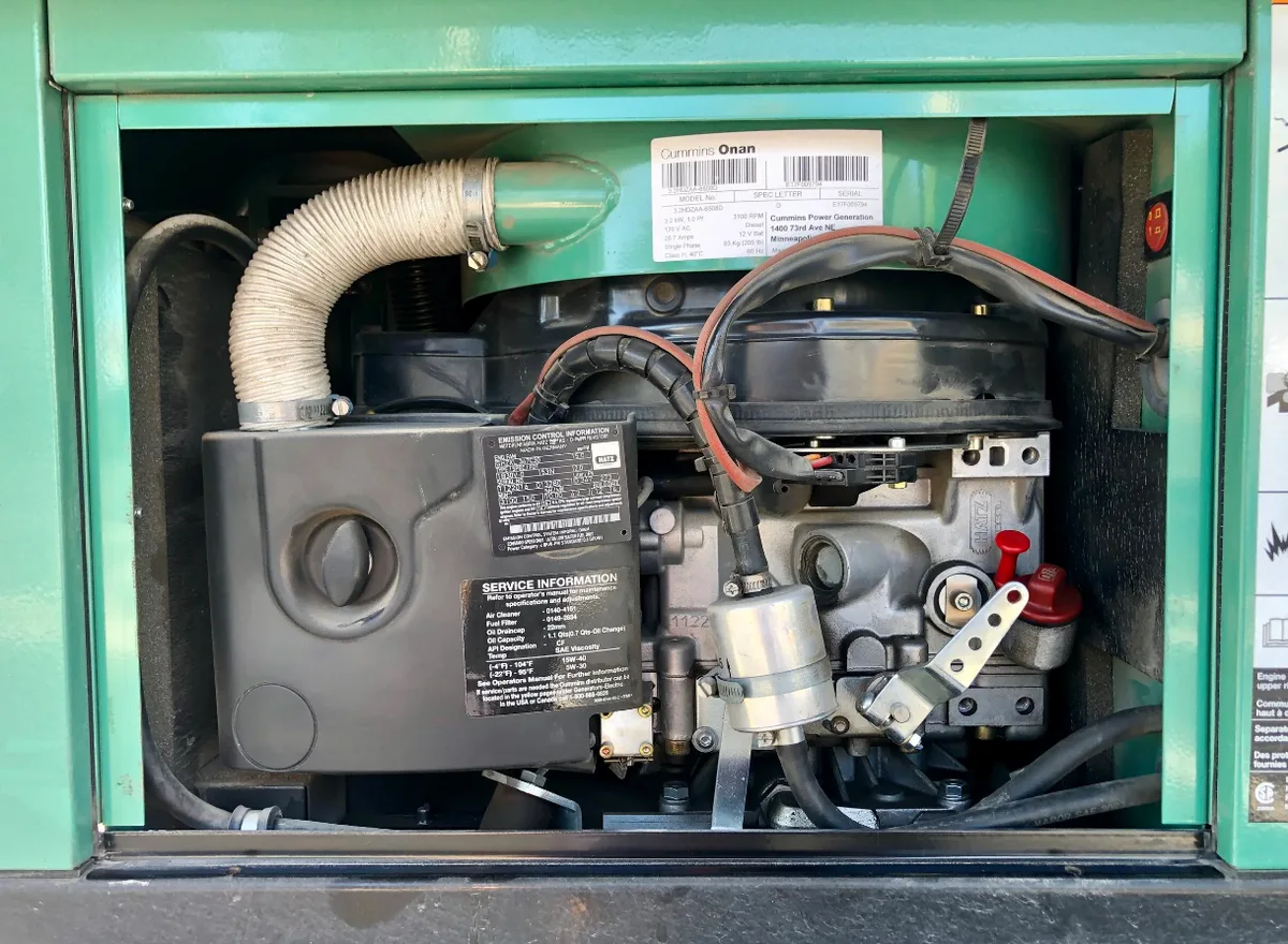 An RV generator set opened for annual service in Roseland, Florida